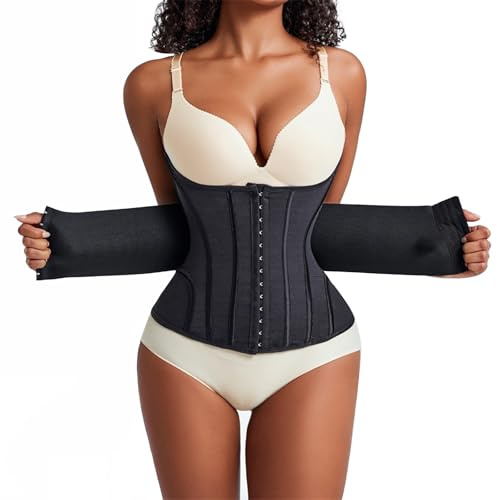 Yixinly Fajas Reductoras Mujer Waist Trainer Cintura Faja Corset Moldeador Cintura con Varillas de Soporte, Transpirable y Ajuste Invisible, Ideal para Deporte, Trabajo y Postparto (M)