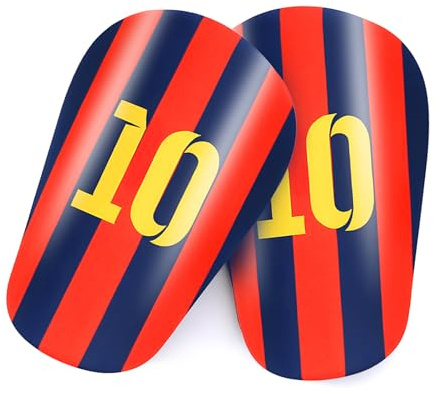 Ecoret-Pro 2 Pièces Mini Protege Tibia Foot, Protège Tibias de Football pour Enfants, Mini Protège-Tibias Légers pour Le Football pour Adolescents Adultes Garçons Filles (Rouge-bleu 10, XS-11.5*8CM)