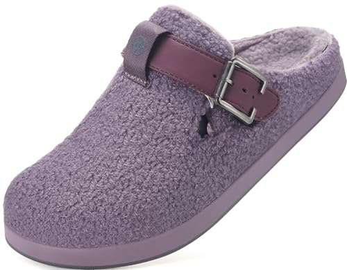 Pantofole da Donna Uomo Invernali Calde Pelliccia Zoccoli e Sabot Scarpe da Giardino Comode Ciabatte Pelose Indoor Outdoor,Viola,40 EU