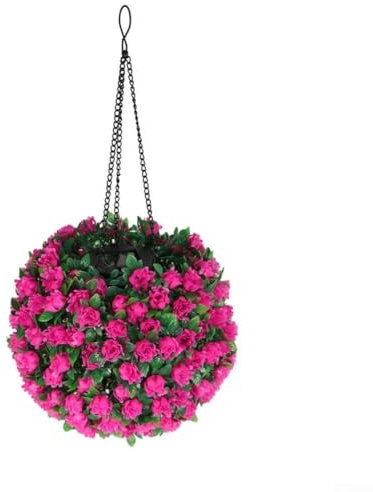 Lampada a sfera a forma di fiore, a energia solare, da appendere, impermeabile, per esterni, lanterna ornamentale, cesto di fiori artificiale (A)