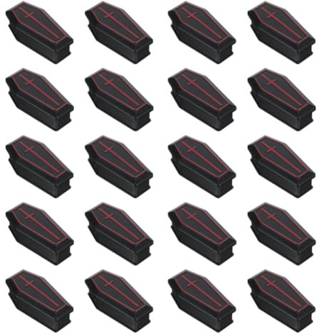 Housoutil Mini Coffin Box Halloween Prank Props Empty Plastic Coffin Treat Boxes Compact 3 Inch Model for Party Decor Home Bar Spooky Accent