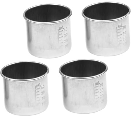 VANZACK Set da 4 Bicchieri Dosatori per Medicinali in Acciaio 304 da 40 Ml Contenitori Graduati Multifunzione per Uso Domestico Misurini Resistenti al Calore e Superficie Liscia