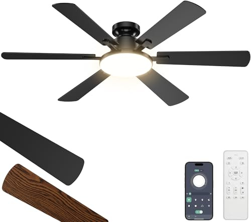ROTTOGOON Deckenventilator mit Beleuchtung 132cm Leise Reversible DC Motor