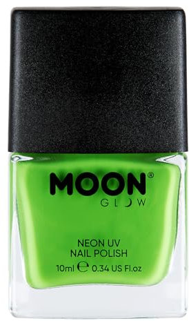 Moon Glow Esmalte de uñas UV neón - Esmalte de uñas neón brillante - Brilla bajo los rayos UV Verde intenso 10 ml (Paquete de 1)