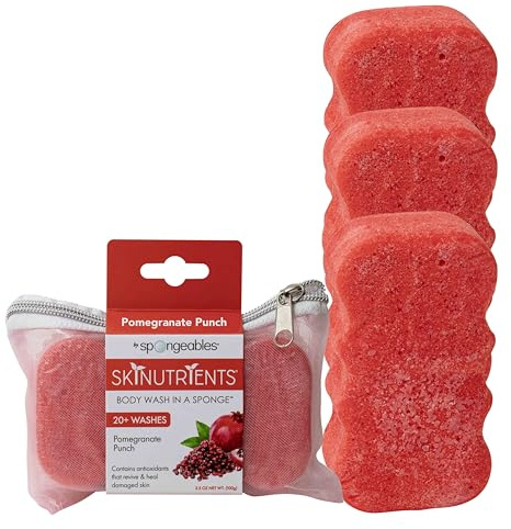 Spongeables Body Wash in a 20+ Wash Sponge, Pomegranate Punch, 3 Count