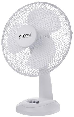 AMOS 16 Desktop Desk Table Oscillating Fan Portable Adjustable Electric 3 Speed Tilting Tilt Air Cooling Home Office Fan