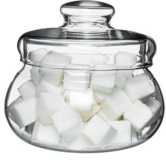 SIMAX Borosilicate Glass Sugar Bowl with Lid, 16 Ounce, Clear, Durable, Dishwasher Safe, Classic Style, Sugar Container, Coffee Beans, Nuts, Tea, Spices Holder, Made in Czech Republic