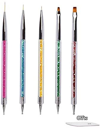 5 Pcs Nageldesign Pinsel Nail art Pinsel Set Nail Art Liner Pinsel Nail Art Dotting Punktierung Zeichnung Pinsel Stift Acryl UV Gel 3D Funkeln Liner Nagellack Stift Set für DIY Nail Art Design