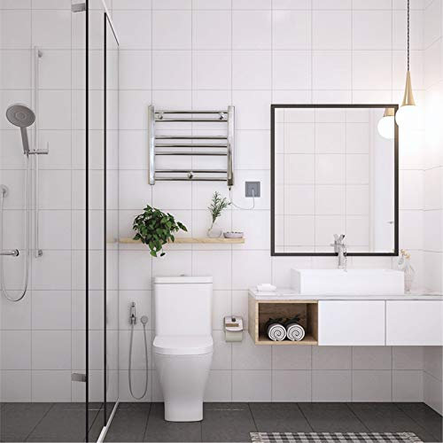 Valdern 450 mm (W) x 406 mm (H) - 150W - Prefilled Electric Heated Chrome Straight Towel Rail Warmer Bathroom Radiator