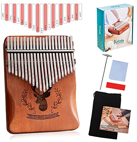 Kalimba 21 Schlüssel Daumenklavier Profi Marimba Marimbaphone Mahagoni Holz Finger Thumb Daumen Piano Fingerklavier Mit Tasche Musikinstrument Geschenk für Kinder und Erwachsene