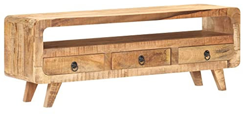 vidaXL Raues Mangoholz Massiv TV Schrank Lowboard TV Möbel Tisch Board Sideboard Fernsehtisch Fernsehschrank HiFi-Schrank 117x30x41cm