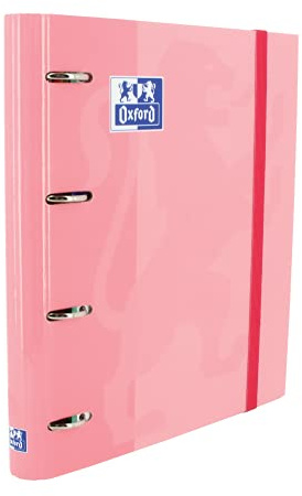 Oxford Archivador 4 anillas con recambio y goma, Tapa Extradura con Recambio, Color Rosa, 80 Hojas Cuadrícula, Tamaño A4+
