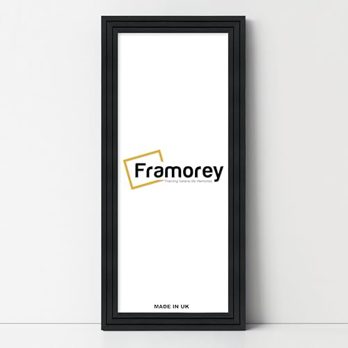 FRAMOREY Oxford Step Style Wooden Effect Picture Frame, 36x18 Inch Size Black Panorama Style Photo Frames, Wall Hanging Frames, Best Photo Frames For Home Decoration,