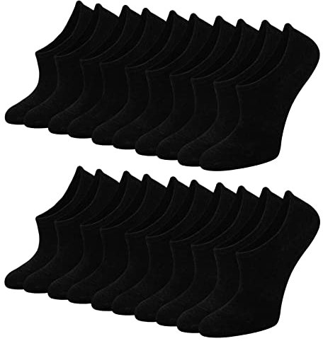 Blu Ninfee Sneaker Socken Damen Füsslinge Herren 10 Paar, Unisex Füßlinge mit Rutschfest Silikon, Unsichtbare Sneakersocken, Atmungsaktive Kurzsocken No Show Socken Schwarz 39-42