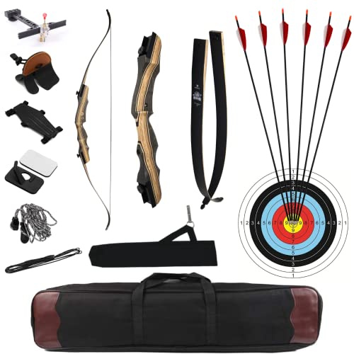 DEERACE Takedown Recurve Bow and Arrow Set 62 Classic Traditional Wooden Bow for Adults Youth Beginner Hunting Targeting Archery (40 Lbs, Right Hand)