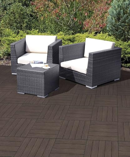 Nicoman Garden Decking Tiles Cosmopolitan Patio, Terrace, Hot Tub Deck Tiles | Interlocking Decking Tiles | Recycled | Cosmo Composite | Outdoor Drainage Deck Flooring (Brown, 30 x 30cm, 10x)