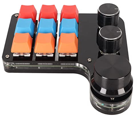 Enhandstangentbord, 9-tangenter Programmerbart Makrotangentbord med 3-knappar, RGB-bakgrundsbelysning för Speltangentbord, Mekaniskt USB-minitangentbord för Kontor