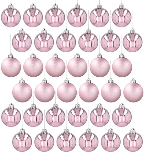 sarcia.eu Rosa Christbaumkugeln, Kugelset aus Kunststoff, Christbaumschmuck 5cm, 36 Stück 1 Pack