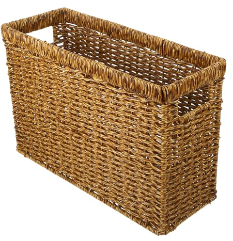Cabilock Cesta De Almacenamiento Tejida Con Asa Organizador Práctico Para Hogar Para Oficina y Decoración Material De Ratan Resistente Multiusos Para Artículos Pequeños y Fiestas