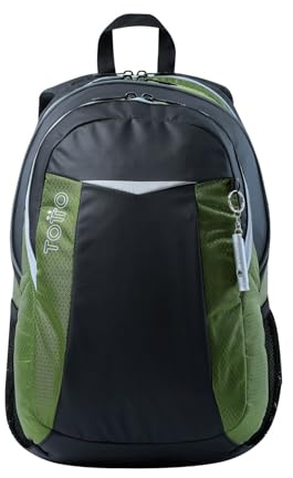 TOTTO - Mochila para Ordenador Portátil de 15,4 Pulgadas, Modelo Titanio 2.0, 3 Compartimentos, 2 Bolsillos Botella, Espaldar Ergonómico con Flujo de Aire, Cómodas Correas en S, Color Negro y Verde