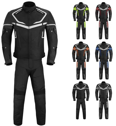 Vaster Moto Motorrad-Anzug für Herren, wasserdicht, Jacke und Hose, CE-zertifiziert, abnehmbare Rüstung, Outdoor-Sportbekleidung, Schwarz, M