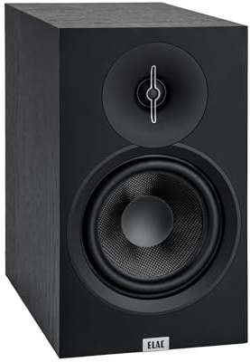 ELAC Debut 3.0 DB63-BK Bookshelf Speakers, Black Ash (Pair) - 1” Aluminum Dome Tweeter & 6.5” Aramid Fiber Woofer - 2-Way Bass Reflex - 42Hz to 38KHz Response