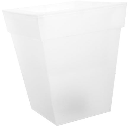 MERRYHAPY Jardinière Lumineuse De Jardin Solaire Carrée En Plastique Blanc, Lampe De Jardin Étanche Pour Patio Et Cour, Pot Décoratif Écologique Petit Format, Éclairage Extérieur Autonome