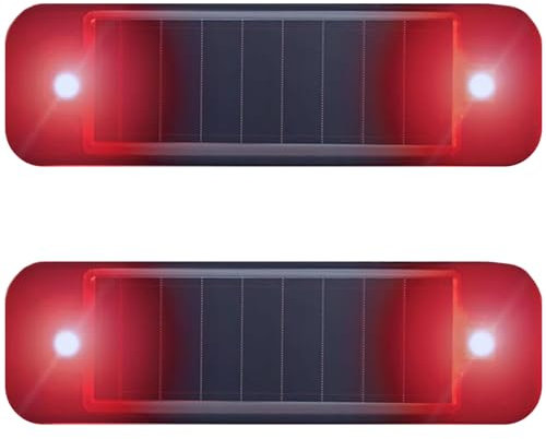 DINOWIN Solar Simulierter Autoalarm Auto simulierter Dummy Alarm LED Licht alarmanlage attrappe Blinklampe für Auto Motorrad Blinklichter (Rot)
