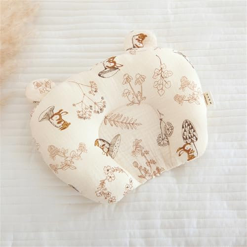 champracer Kinderkissen, Baby Kissen, Weiches Dekoratives Kinderkissen für das Zimmer, Baumwollmusselin Neugeborenes Kopfkissen 0-12 Monate Kinder Bett Kinderwagen Autositz, 20x25 cm (Eichhörnchen)