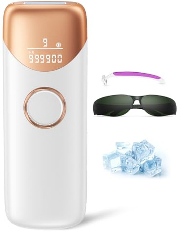 Laser Hair Removal Ubroo IPL Hair Removal Device with 5℃ Ice Cooling,Painless Laser Hair Removal for Women and Men,Full Body Use for Legs,Bikini,Armpits (Gold)