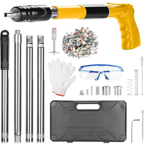 Anosuwa Pistola Manuale Sparachiodi con 120 chiodi tondi, Pistola per unghie a 5 marce, Pistola Chiodi Parete Rivettare Strumento, per Chiodatrice Decorativa per Calcestruzzo, Cemento e Ferro Ecc.