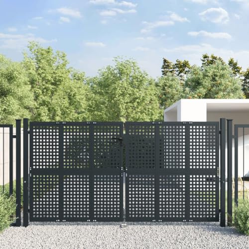 Cancello Giardino Antracite 300x125 cm in Acciaio-HOME