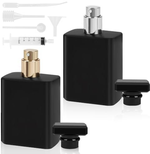LOPHE Nebulizzatore Profumo, 2 PCS 50 ml Atomizzatore Profumo Bottiglia di Profumo Vuota con 5 Accessori, Vetro Nebulizzatore Profumo per Viaggiare, Festa, Vita Quotidiana