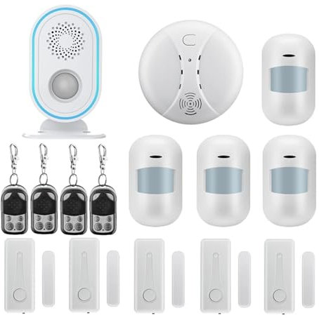 Kit Alarma Casa, WIFI Control remoto inalámbrico de seguridad doméstica Pir Alerta del sistema de alarma de sensor infrarrojo Sistema de alarma antirrobo Detector de movimiento Alarma 8 5db Sirena(WIF