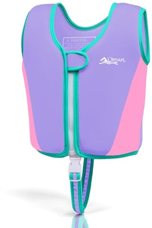 OMYAFL Toddler Swim Vest Kids Floaties Boys Girls Swim Float Jacket Buoyancy Swimwear (Taro Purple, Large(4-6yrs/45-60lbs))