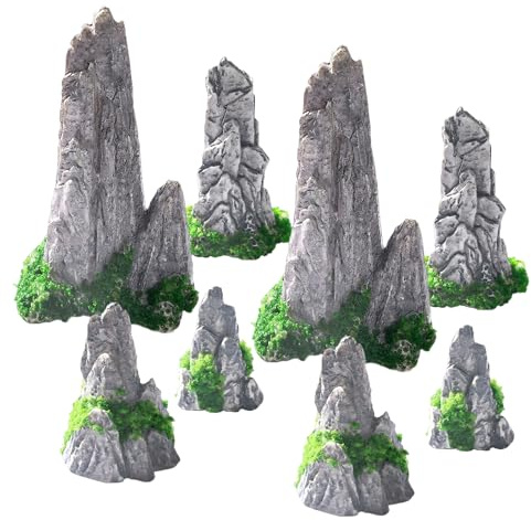 ZHITENG 8 Pièces Montagne Décorations Miniatures, Mini Décoration de Rocaille Décorations Miniatures, Jardins Zen Mini Bonsaï Montagne pour Decoration Aquarium Bonsai Artificiel Jardins Zen Terrarium