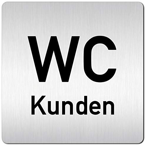 Türschilder24 XXL Schild - Türschild (B) • 125 x 125 mm • Kunden Toilette + WC • 1,5 mm Aluminium Vollmaterial • 100% Made in Germany