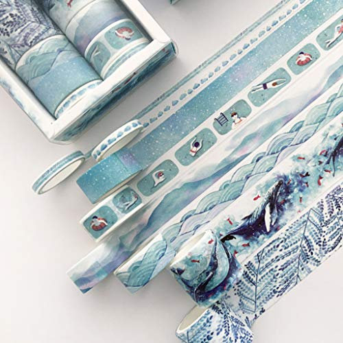 Shaoyanger - Washi tape (cinta adhesiva decorativa de papel), 8 unidades, con diseño de hojas verdes., color A