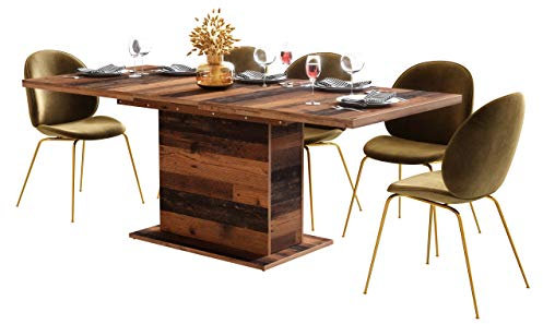 Newfurn Esstisch ausziehbar 160-200 cm inkl. Tischplatte Old Wood Esszimmertisch Vintage Industrial - 160x76,6x90 cm (BxHxT) - Tisch Küchentisch Speisetisch - Esszimmer