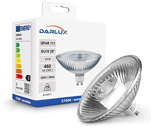 LED-reflektorlampa QPAR111 GU10 4 W till 6,5 W varm vit med glaskropp och dimbar (1, 6,5 watt)