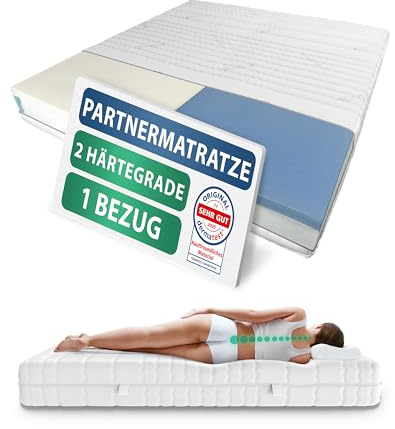 AM Qualitätsmatratzen Premium Partnermatratze 180x200cm H2 H5 24cm - Made in Germany & Oeko TEX Siegel - 1000 Federn Partner Taschenederkernmatratze 180x200 mit 2 Härtegraden & Lyocell Bezug
