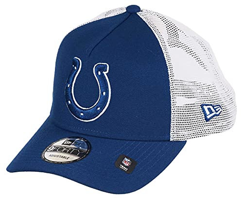 New Era Indianapolis Colts NFL White Mesh Trucker 9Forty A-Frame Trucker Cap - One-Size