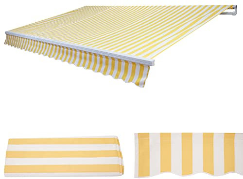 Mendler Ersatz-Bezug für Markise T790, Gelenkarmmarkise Ersatzbezug Sonnenschutz, 4x3m - Acryl gelb-weiß