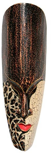 Wogeka - Maschera da parete Batik Ethno da 50 cm – in stile Africa in legno come idea regalo per Natale, compleanno, decorazione a mano di Bali BATIK05