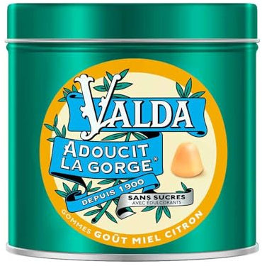 Valda Gommes Sans Sucres avec Edulcorants - Goût Miel Citron - Adoucit la gorge* - 140 g
