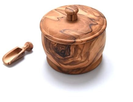 Zerazi | Sucriers avec doseur en Bois d’Olivier – Écologique et Hygiénique, Entièrement Fabriqué À La Main (15 x 17 cm)