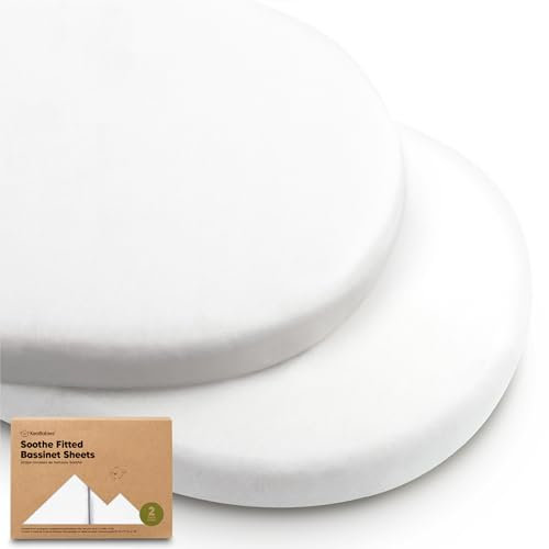 2-Pack Bio Spannbettlaken für Babybett, Kinderwagen, Stubenwagen & Wiegen - 100% Baumwolle Matratze Bezug für Mädchen, Jungen, Unisex Beistellbett (Soft White)