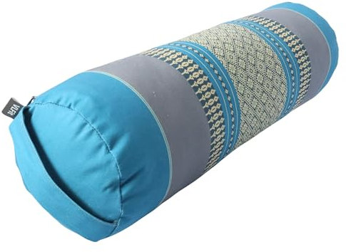 VLFit großes Yoga-Bolster – formbeständiges Schlauchkissen für Meditation, Bolster zum Dehnen, aus umweltfreundlichem Kapok – 50 x 15 x 15 cm (BLAU)