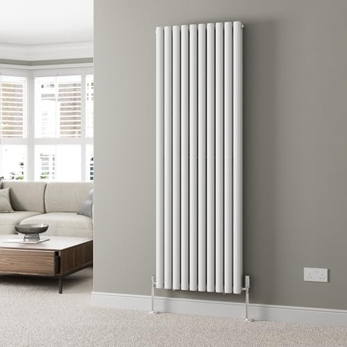 Radiant Living Designer Radiator White Oval Column Vertical Double Panel 1800x600mm
