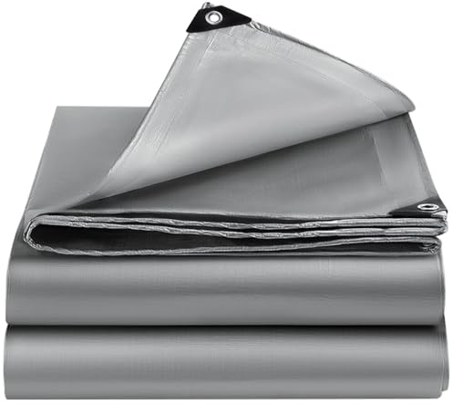 EEATUZTL Vattentät presenning av polyeten, UV-resistent presenning för lastbil, pergola, växthus, vattentät presenning för utomhus, trädgård, paviljong, camping, möbler, silver, 3 x 8 m